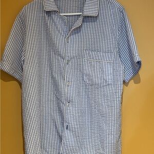 Classic Blue Stripe Button-Down Sleep Shirt